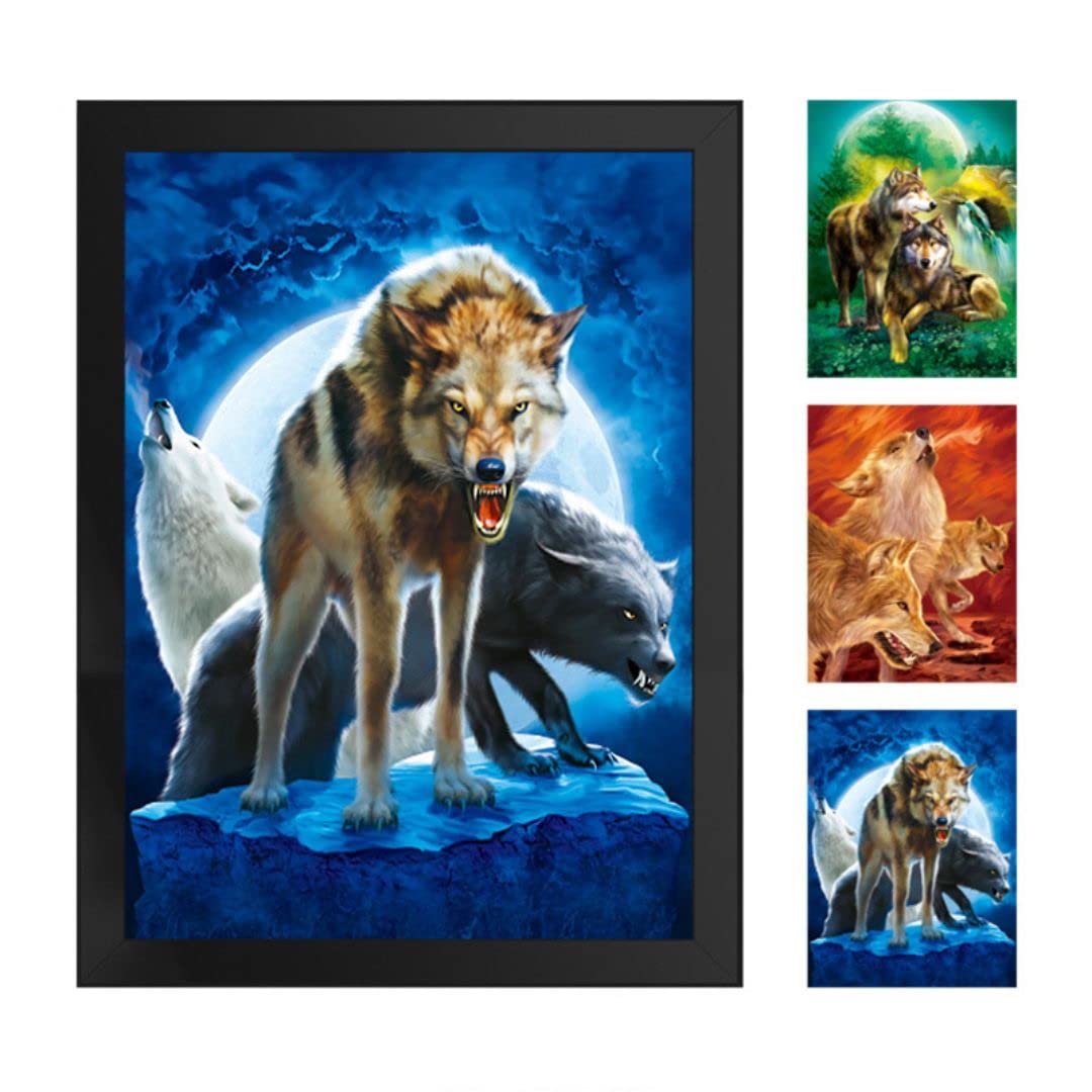 狼 レンチュラー 絵 Amazon.co.jp: [AiO JAPAN] 風水 3D 絵 狼 レンチキュラー